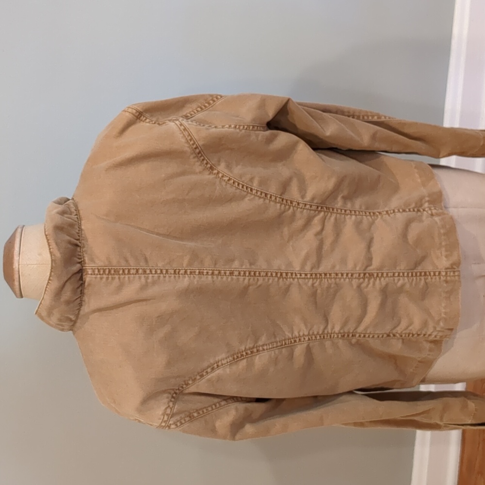 Free People Ruffled Military Jacket Tan Size Large 100% Cotton - Picture 4 of 16